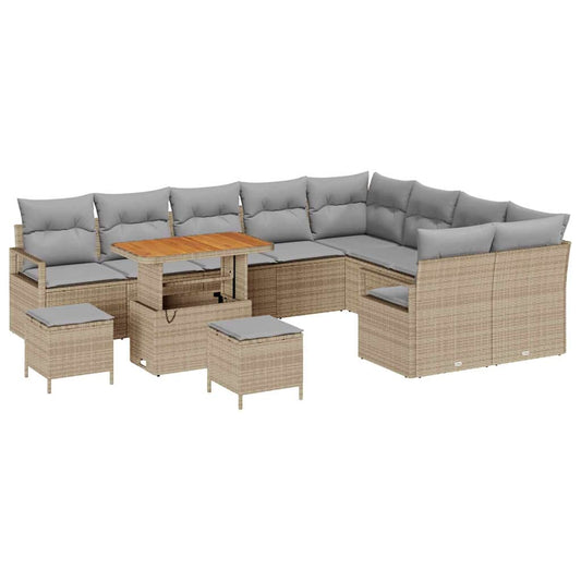 Conjunto de Sofá de Jardim 12 pcs Bege e Cinza Claro