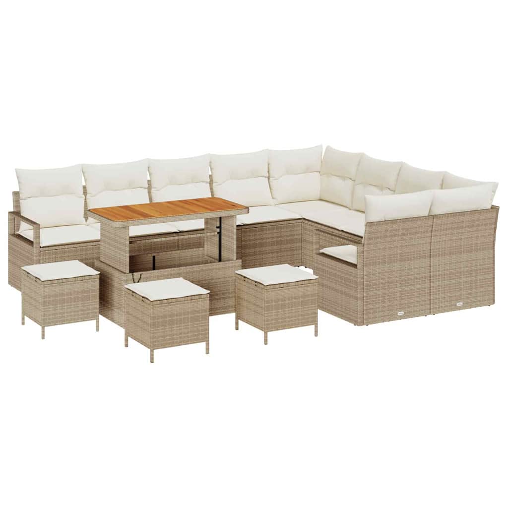 Conjunto de Sofá de Jardim 13 pcs Bege e Creme 110 x 55 x 71 cm