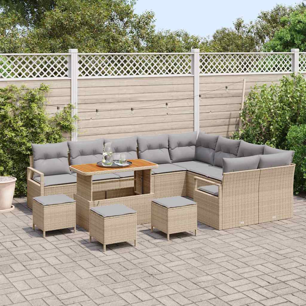Conjunto de Sofá de Jardim 13 pcs Bege e Cinza Claro
