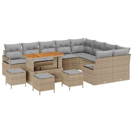 Conjunto de Sofá de Jardim 13 pcs Bege e Cinza Claro