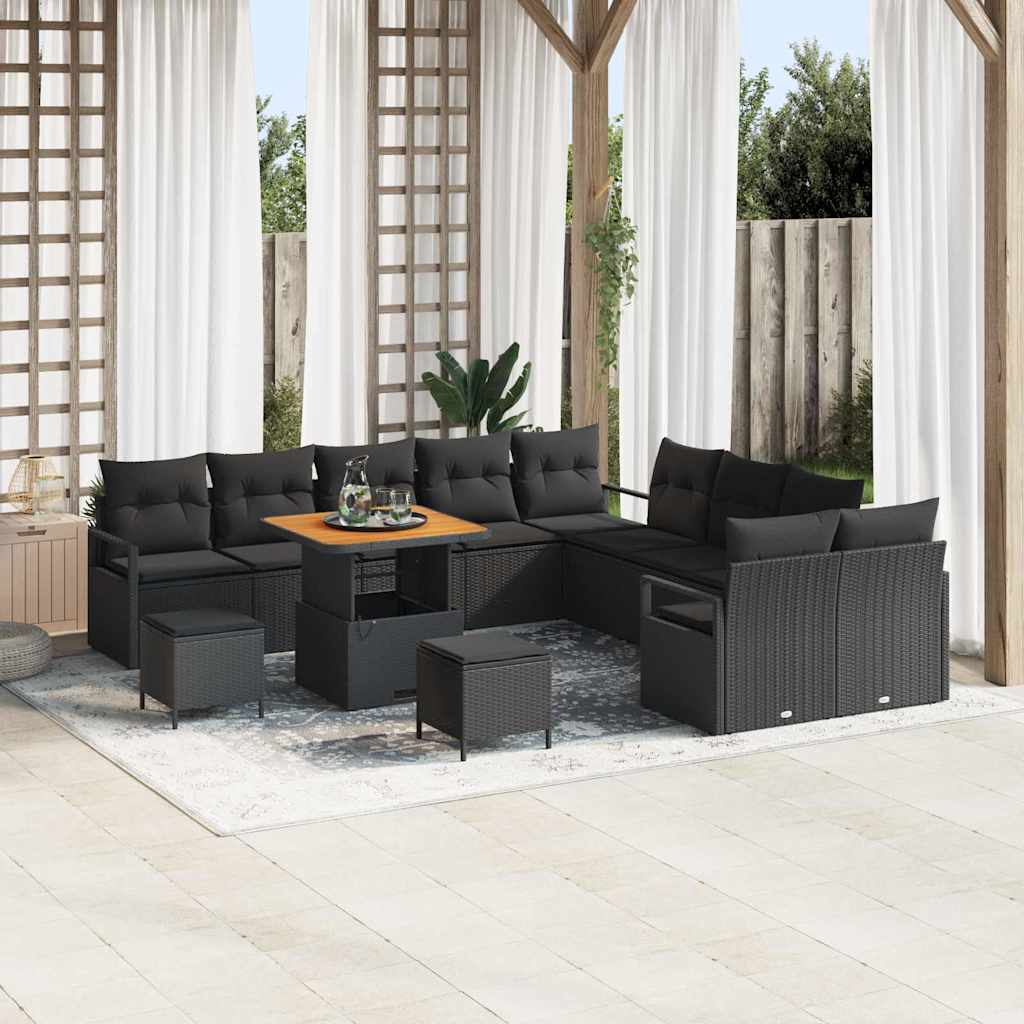Conjunto de Sofá de Jardim 13 pcs Preto 80 x 80 x 71 cm