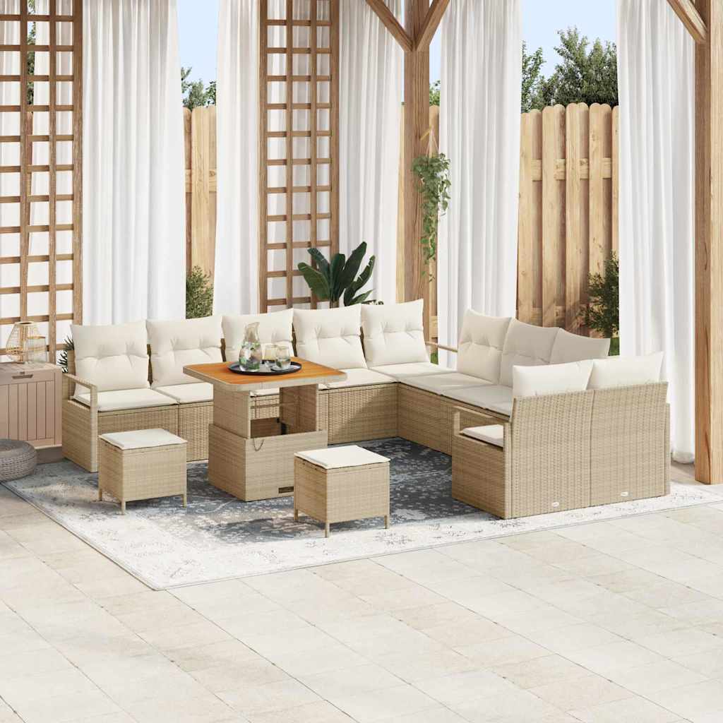 Conjunto de Sofá de Jardim 13 pcs Bege e Creme 80 x 80 x 71 cm