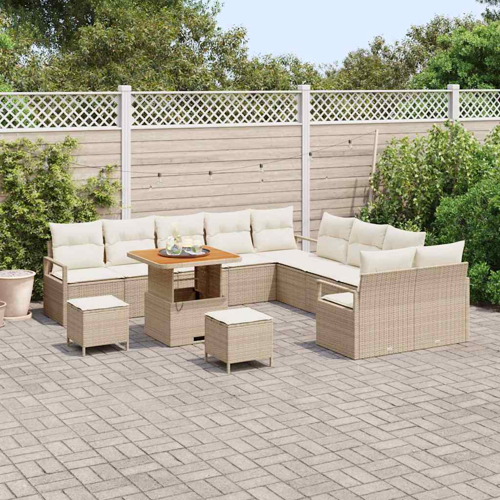 Conjunto de Sofá de Jardim 13 pcs Bege e Creme 80 x 80 x 71 cm