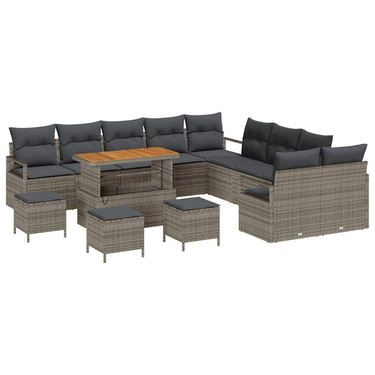 Conjunto de Sofá de Jardim com almofada 14 pcs Cinzeto