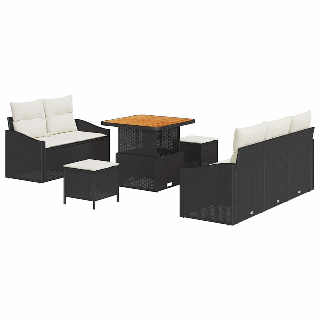 Conjunto de Sofá de Jardim 8 pcs Preto e Creme 80 x 80 x 71 cm