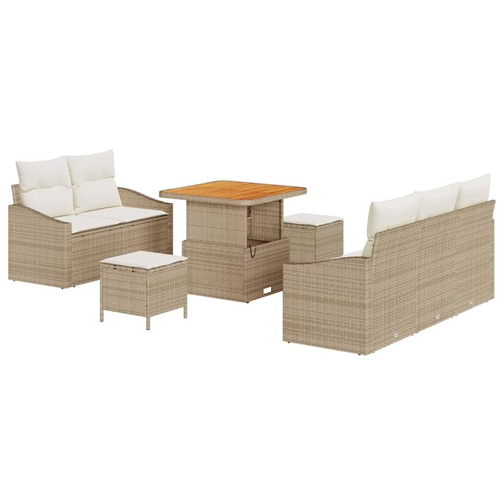 Conjunto de Sofá de Jardim 8 pcs Bege e Creme 80 x 80 x 71 cm