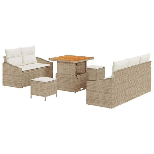 Conjunto de Sofá de Jardim 8 pcs Bege e Creme 80 x 80 x 71 cm