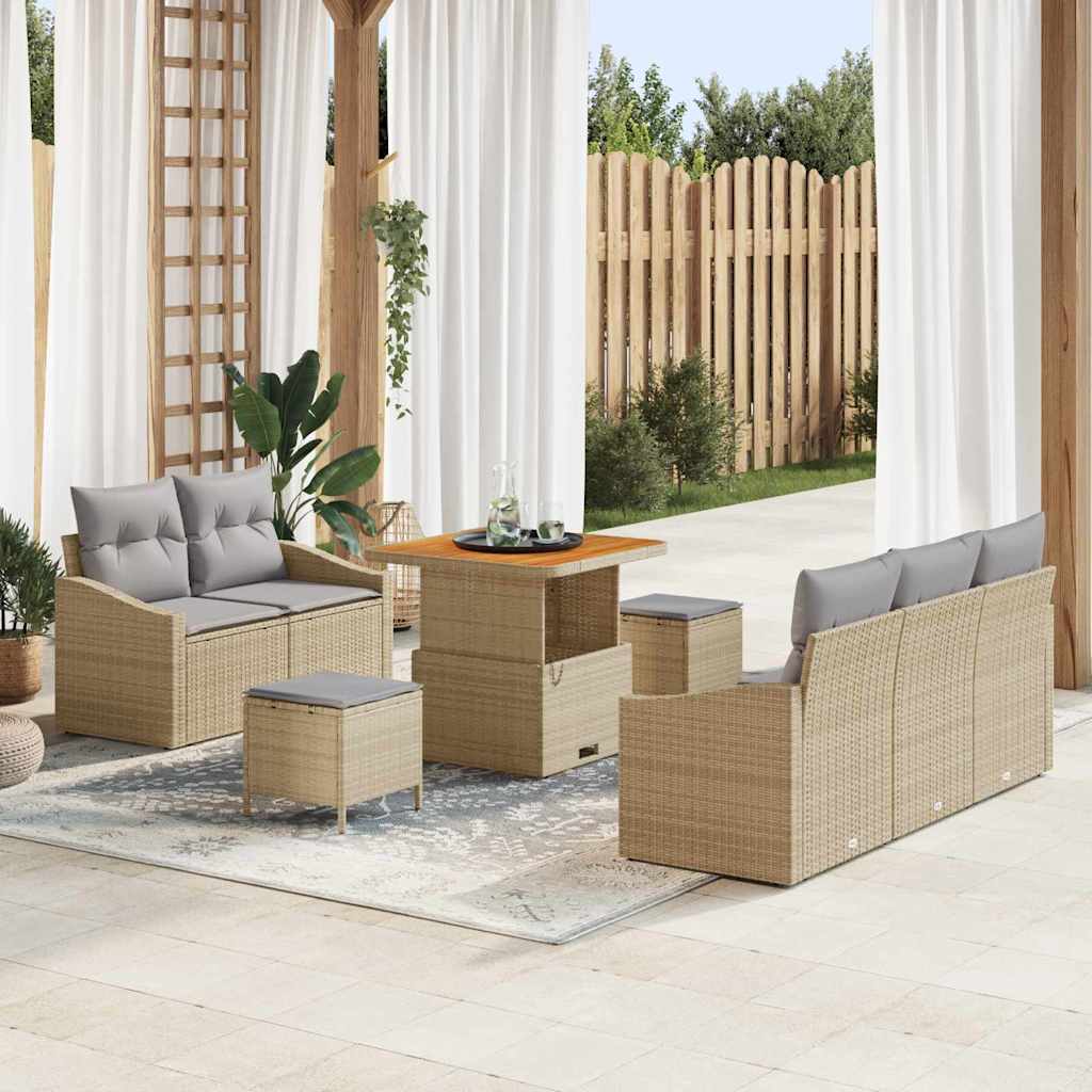 Conjunto de Sofá de Jardim 8 pcs Bege e Cinza Claro