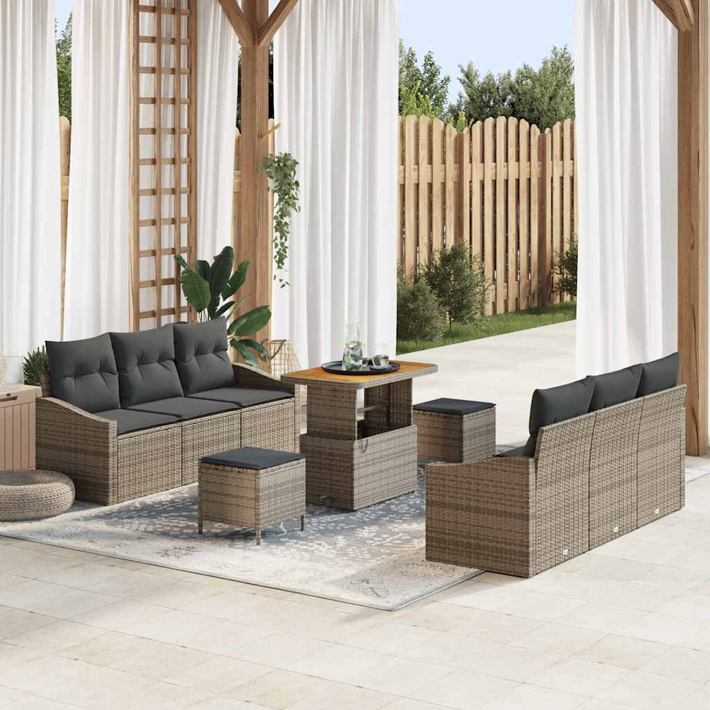 Conjunto de Sofá de Jardim 9 pcs Cinzeto 90 x 55 x 71 cm