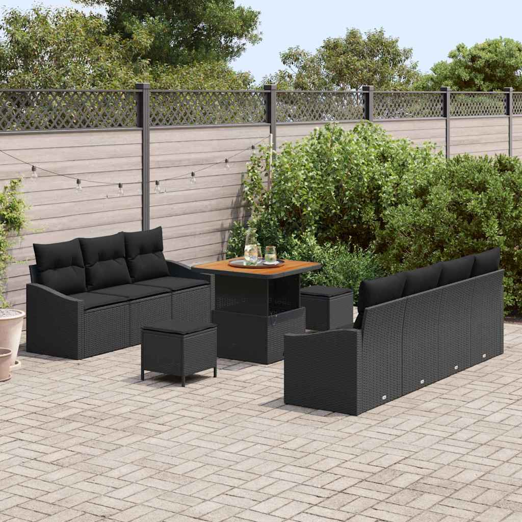 Conjunto de Sofá de Jardim 10 pcs Preto 80 x 80 x 71 cm