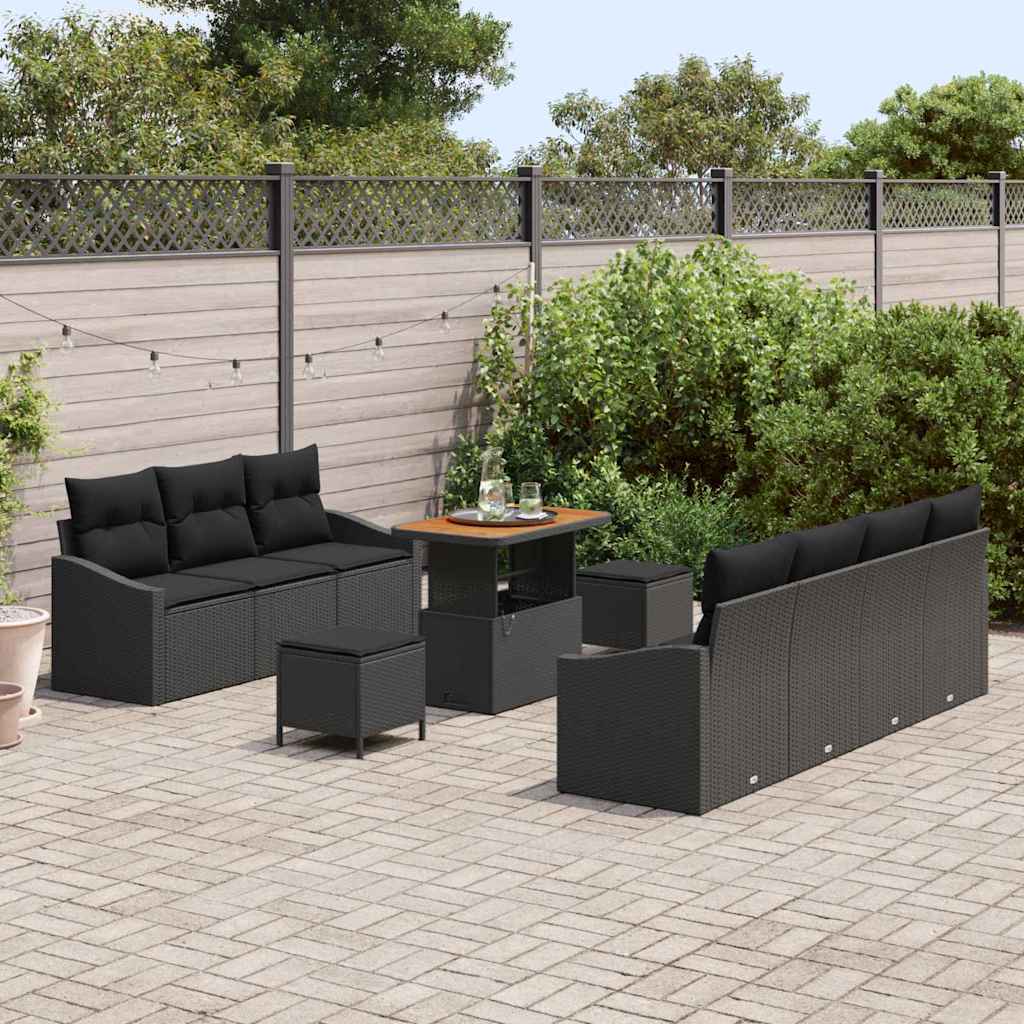 Conjunto de Sofá de Jardim 10 pcs Preto 90 x 55 x 71 cm