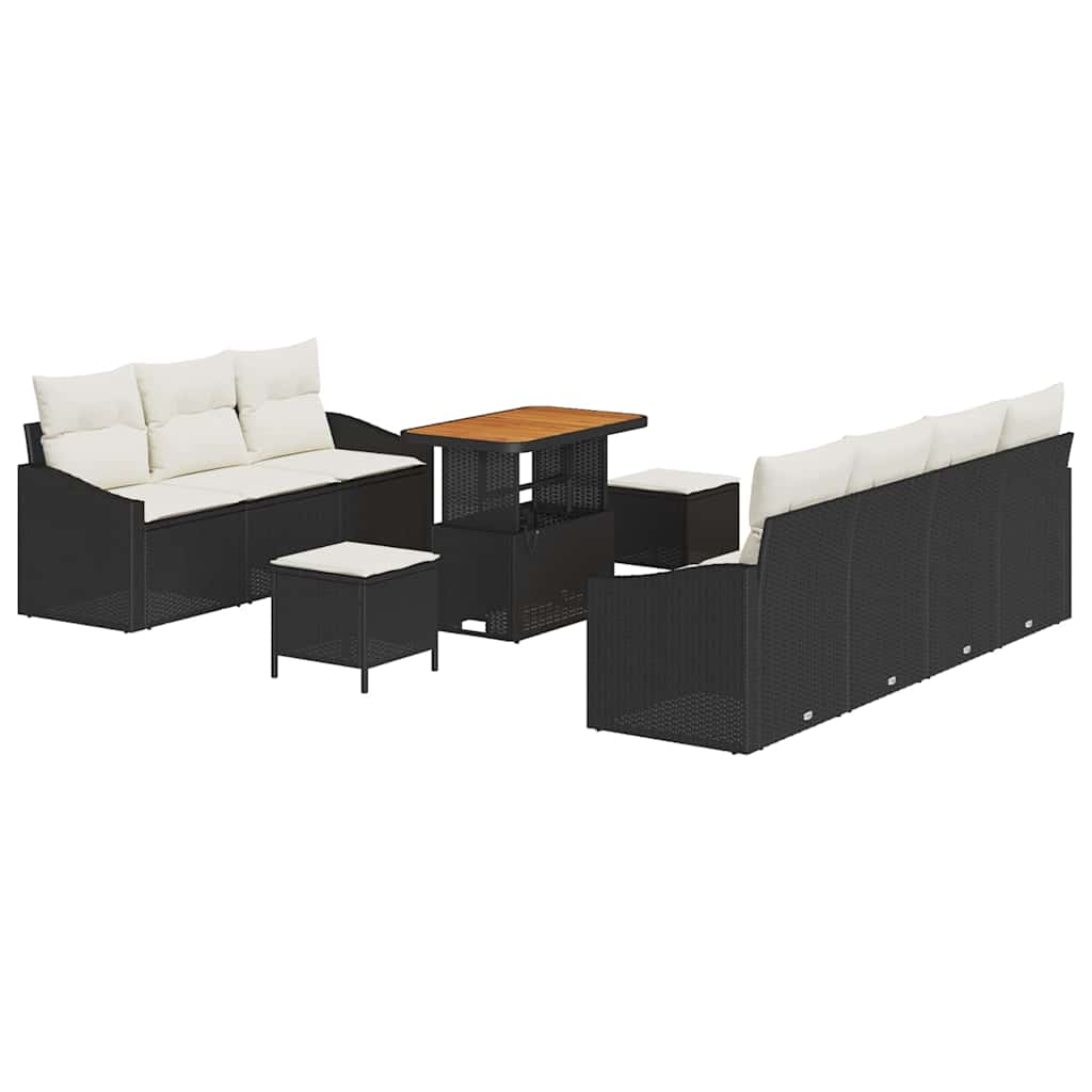 Conjunto de Sofá de Jardim 10 pcs Preto e Creme 90 x 55 x 71 cm