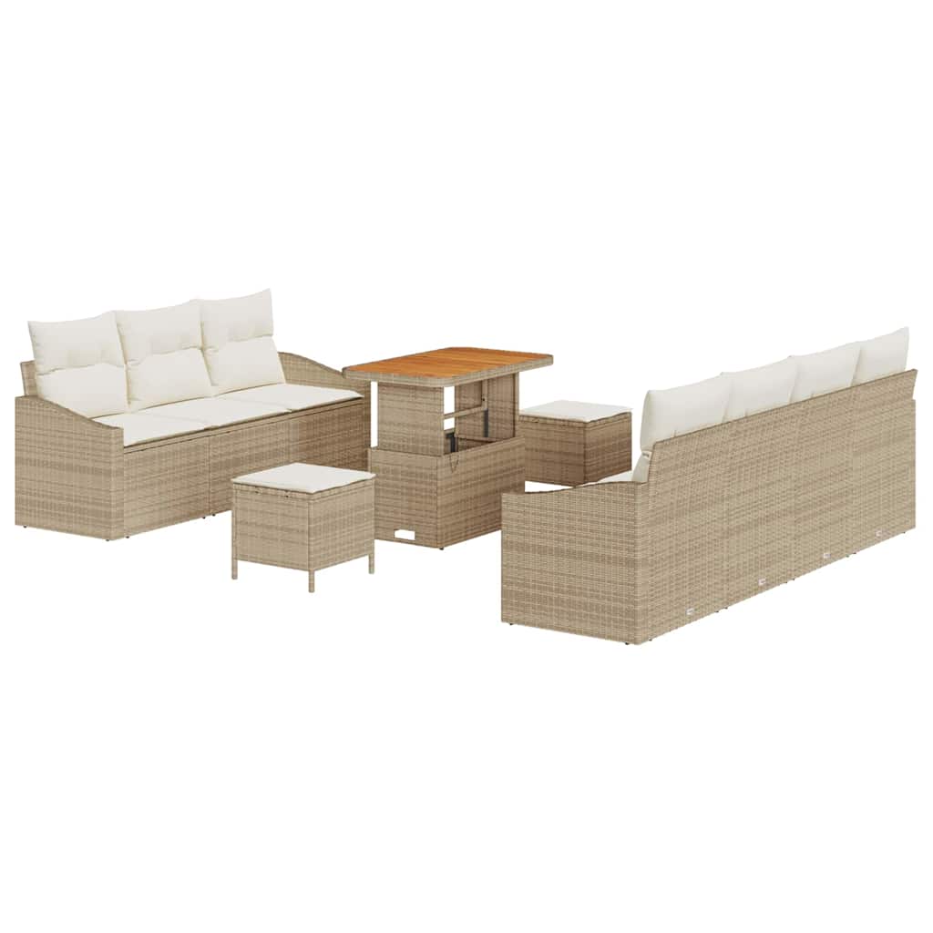 Conjunto de Sofá de Jardim 10 pcs Bege e Creme 90 x 55 x 71 cm