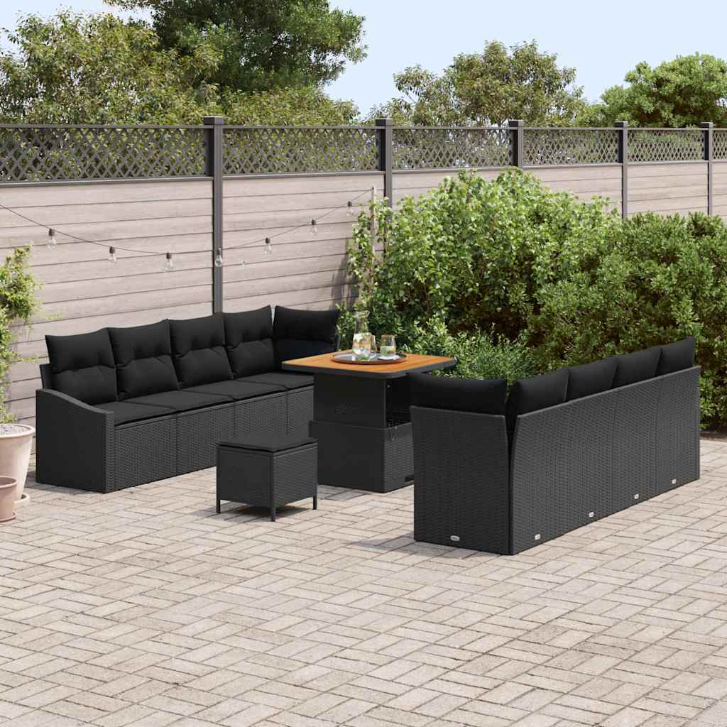 Conjunto de Sofá de Jardim 11 pcs Preto 80 x 80 x 71 cm