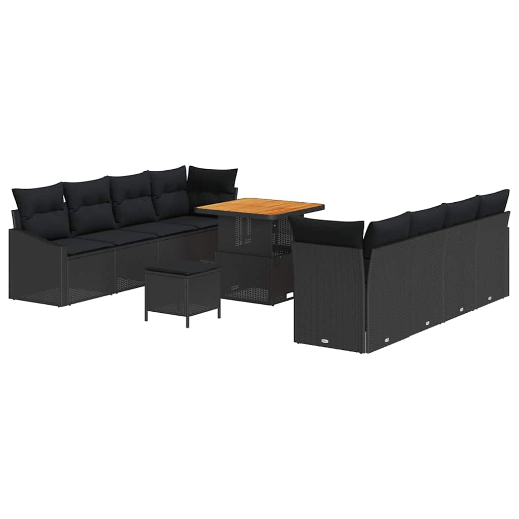 Conjunto de Sofá de Jardim 11 pcs Preto 80 x 80 x 71 cm