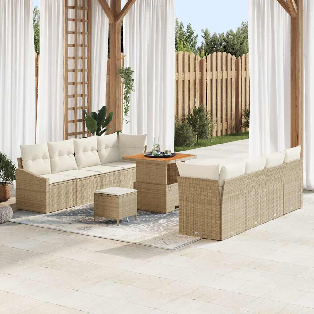 Conjunto de Sofá de Jardim 11 pcs Bege e Creme 80 x 80 x 71 cm