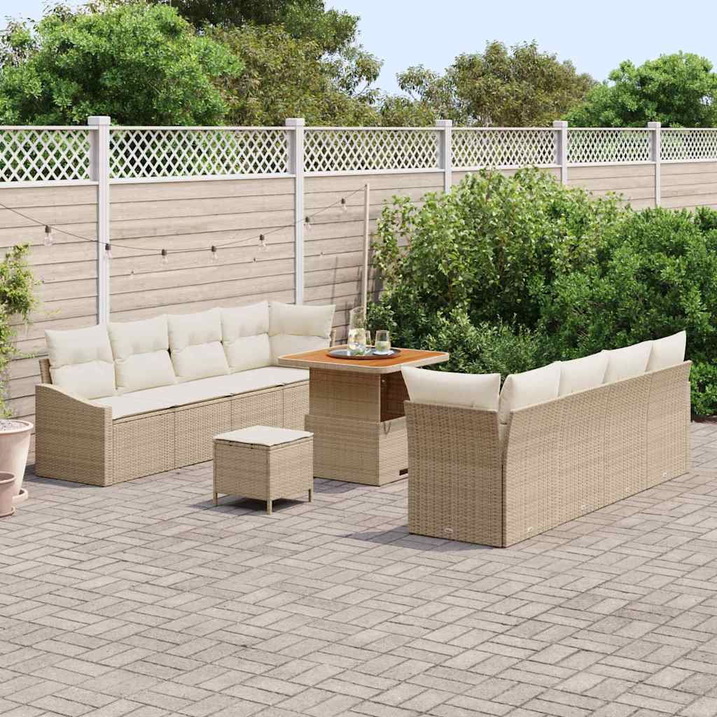 Conjunto de Sofá de Jardim 11 pcs Bege e Creme 80 x 80 x 71 cm