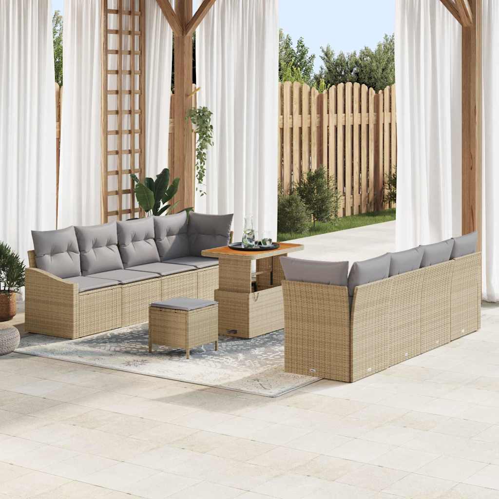 Conjunto de Sofá de Jardim 11 pcs Bege e Cinza Claro