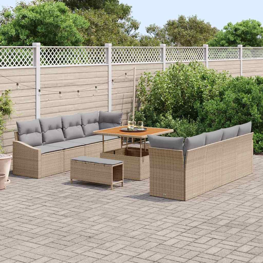 Conjunto de Sofá de Jardim 11 pcs Bege e Cinza Claro