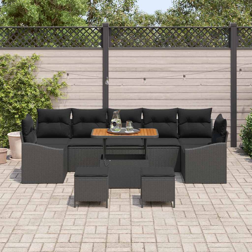 Conjunto de Sofá de Jardim 10 pcs Preto 90 x 55 x 71 cm