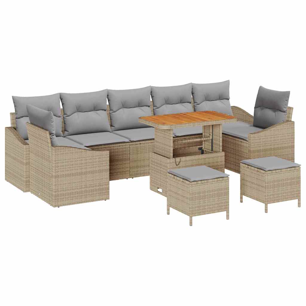 Conjunto de Sofá de Jardim 10 pcs Bege e Cinza Claro
