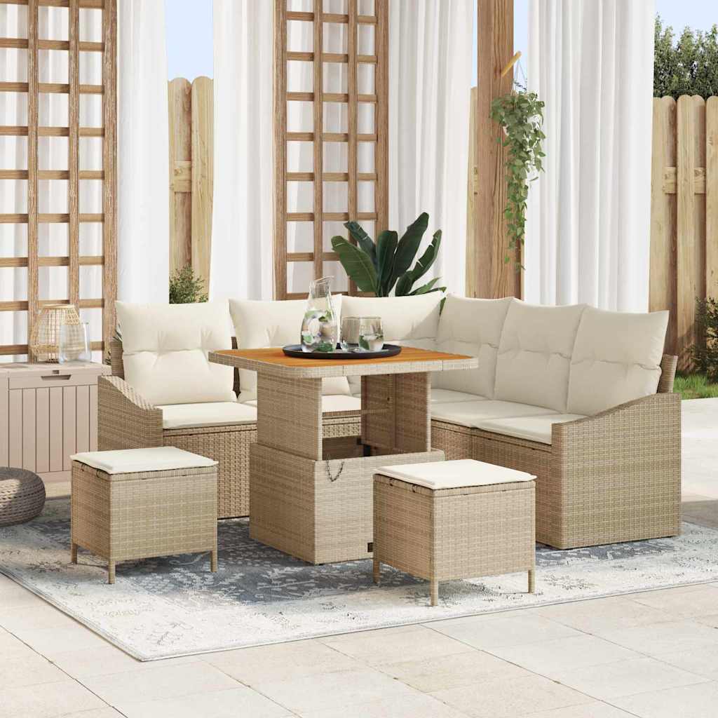 Conjunto de Sofá de Jardim 8 pcs Bege e Creme 80 x 80 x 71 cm