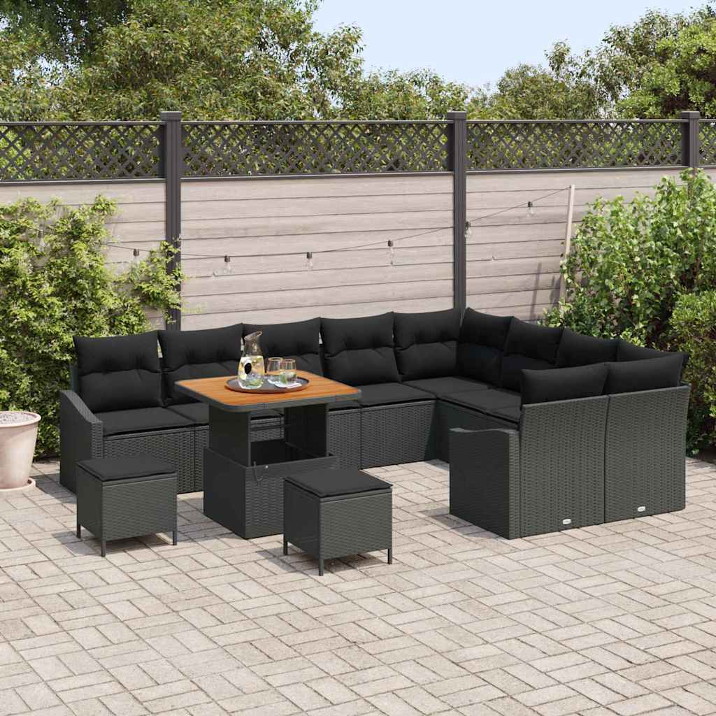 Conjunto de Sofá de Jardim 12 pcs Preto 80 x 80 x 71 cm