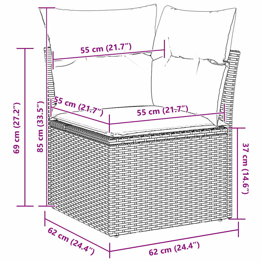 Conjunto de Sofá de Jardim 12 pcs Preto e Creme 80 x 80 x 71 cm