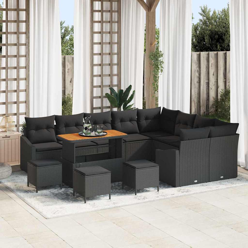 Conjunto de Sofá de Jardim 13 pcs Preto 110 x 55 x 71 cm