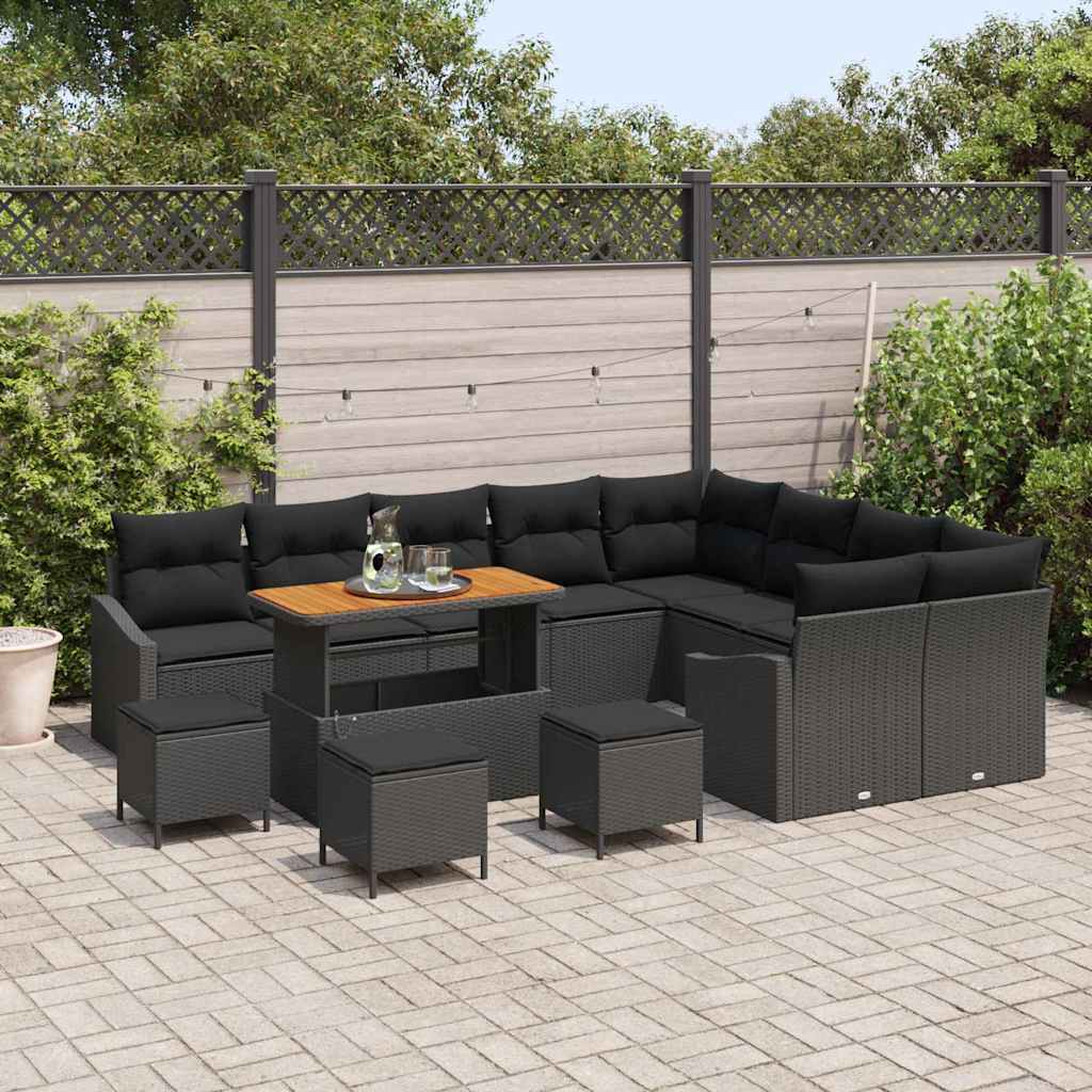 Conjunto de Sofá de Jardim 13 pcs Preto 110 x 55 x 71 cm