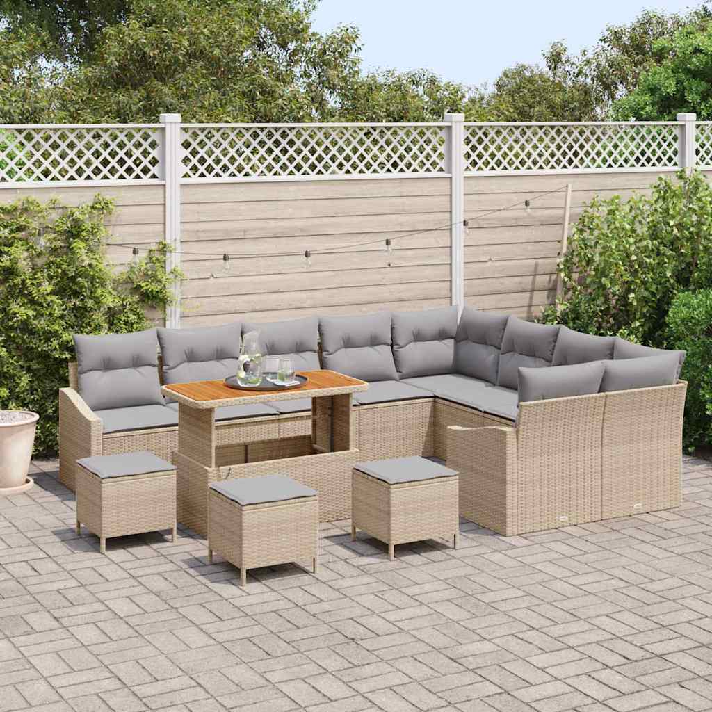 Conjunto de Sofá de Jardim 13 pcs Bege e Cinza Claro