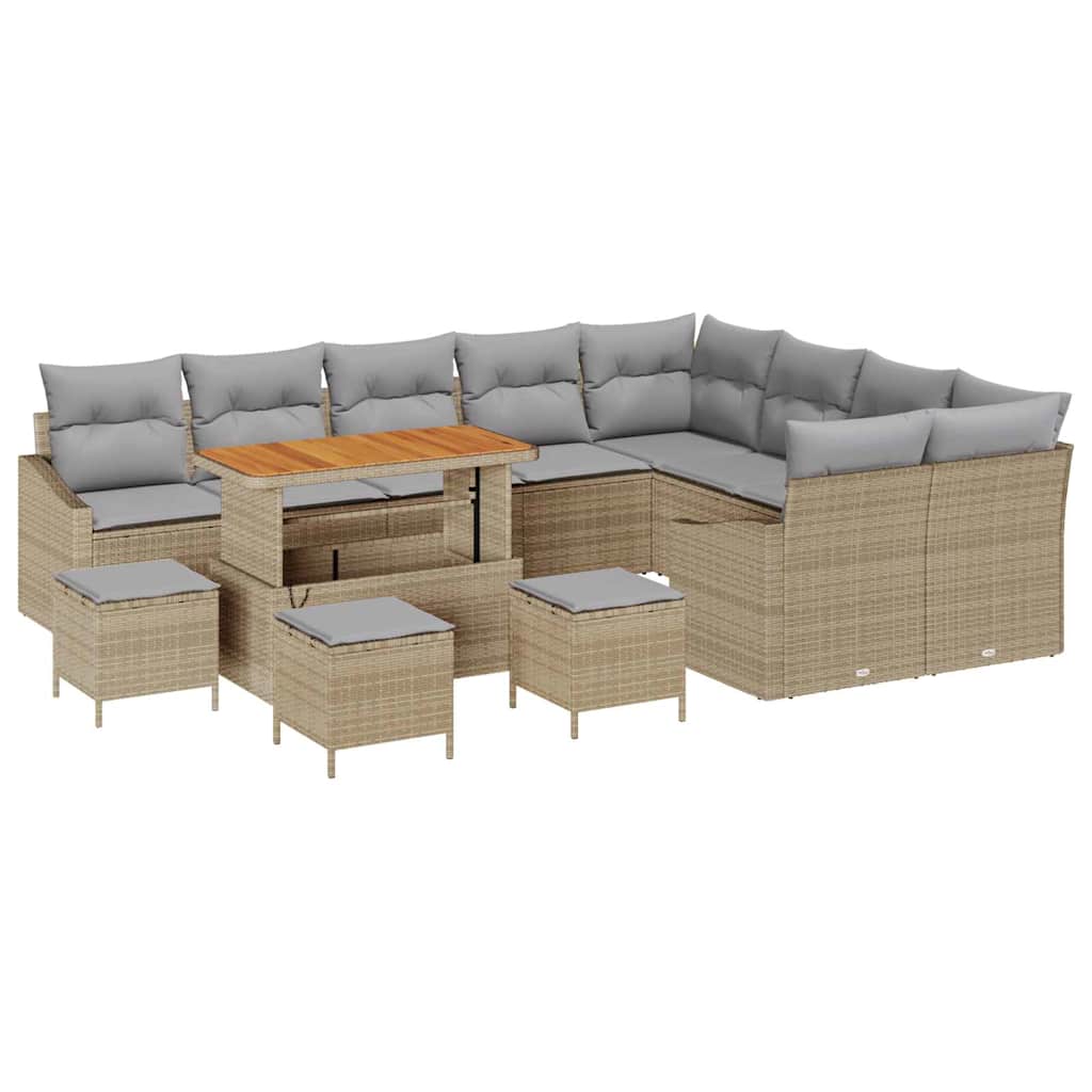 Conjunto de Sofá de Jardim 13 pcs Bege e Cinza Claro