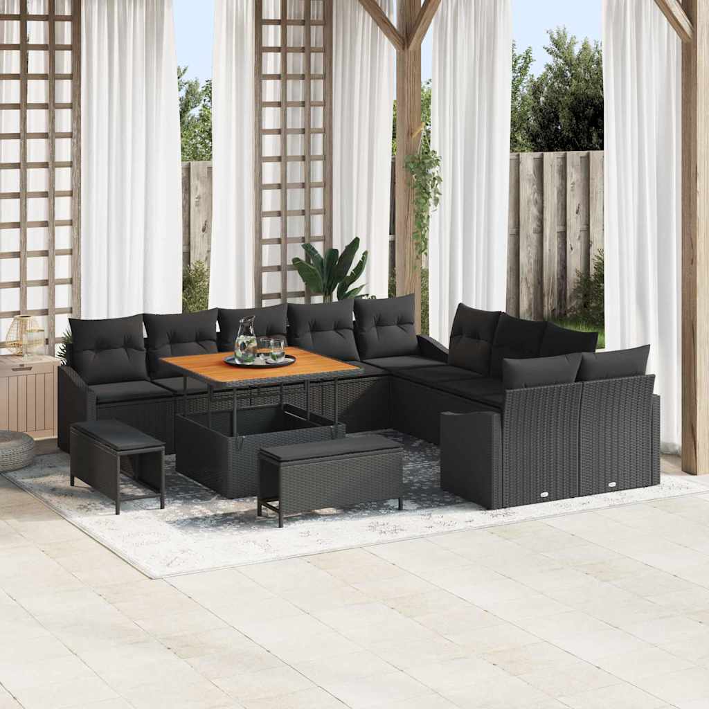 Conjunto de Sofá de Jardim 13 pcs Preto 100 x 100 x 71 cm