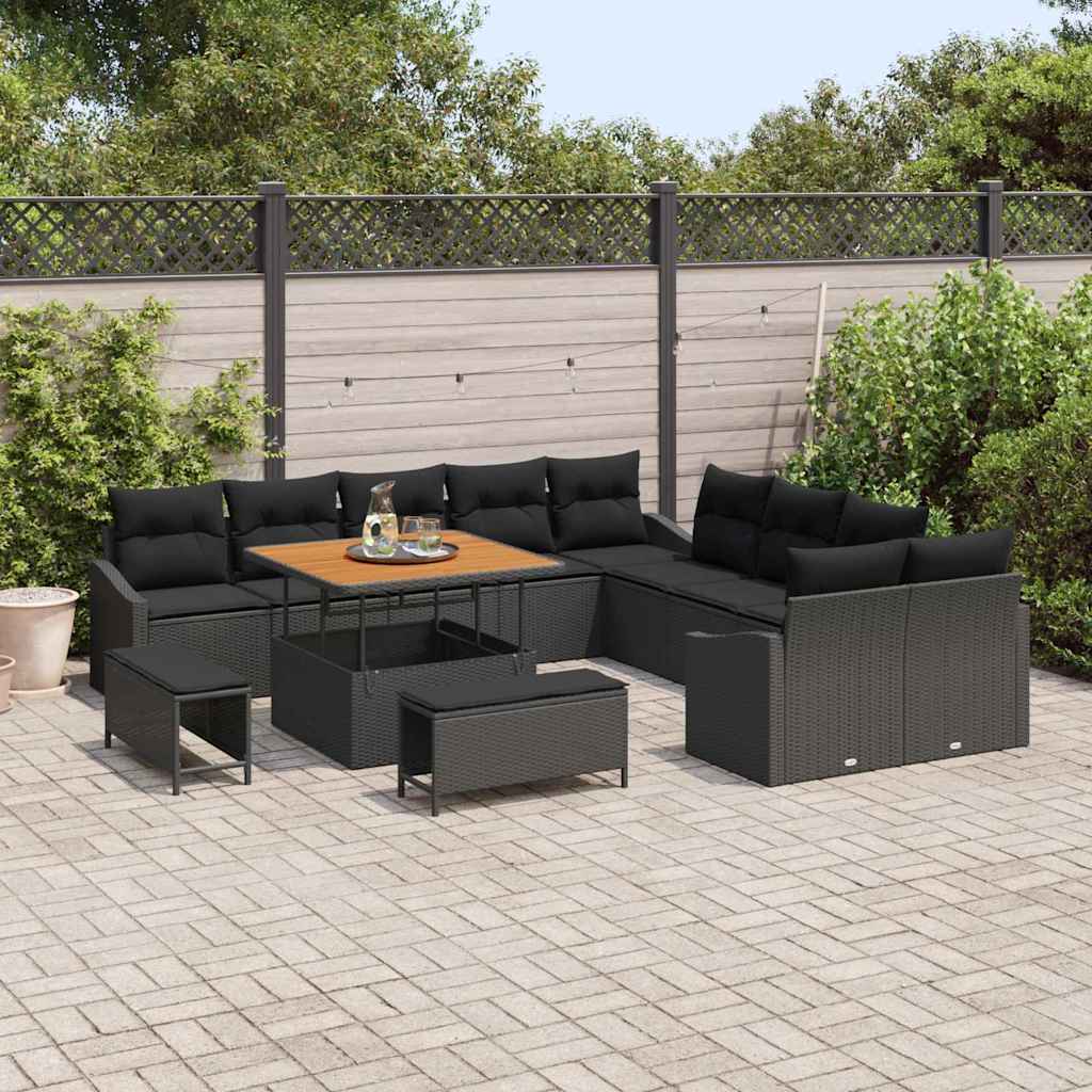 Conjunto de Sofá de Jardim 13 pcs Preto 100 x 100 x 71 cm