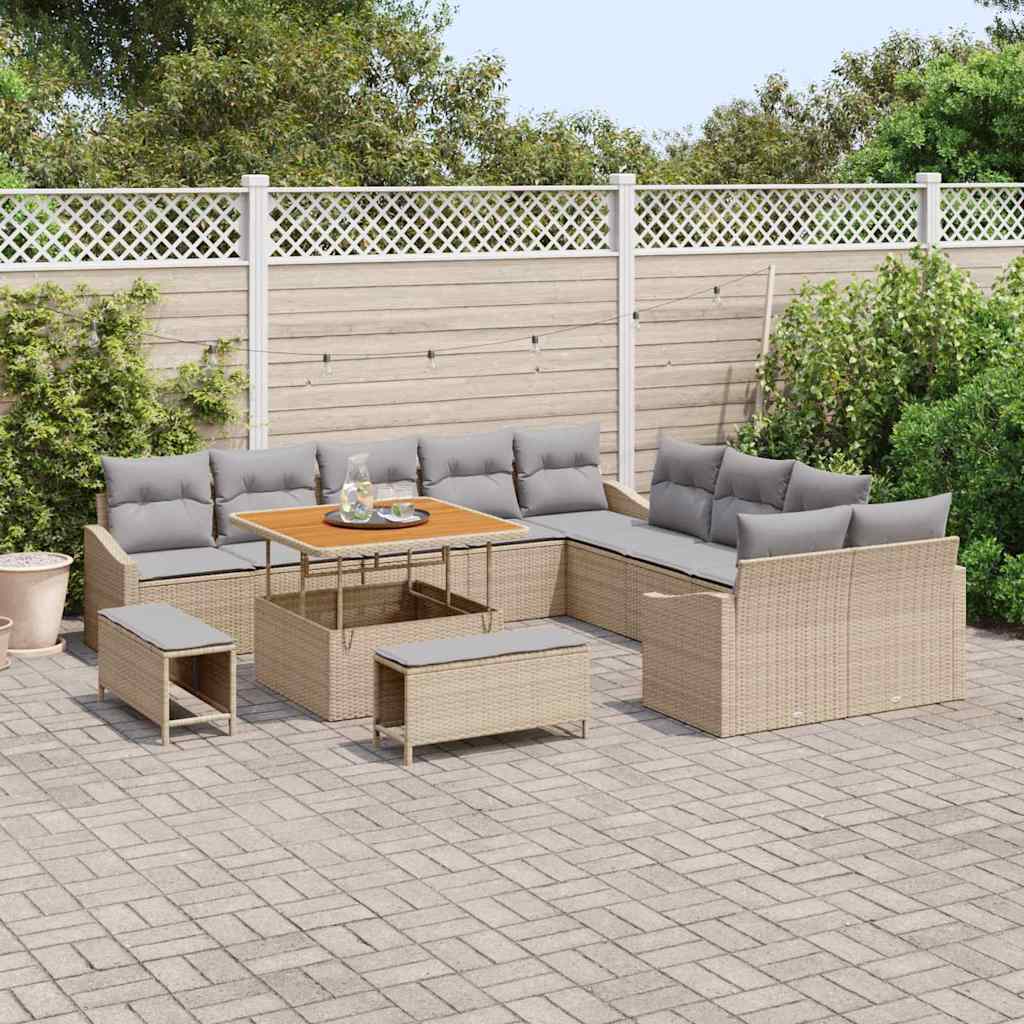 Conjunto de Sofá de Jardim 13 pcs Bege e Cinza Claro
