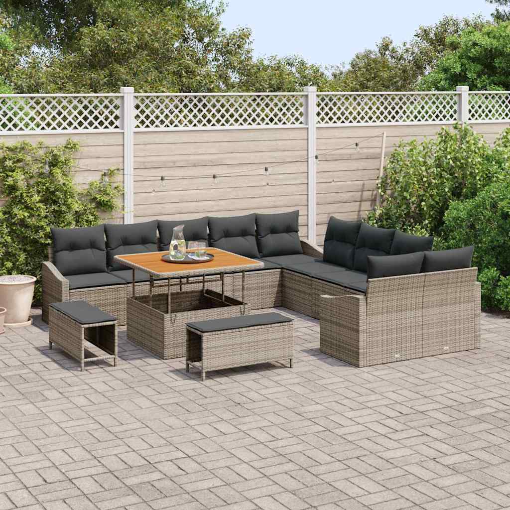 Conjunto de Sofá de Jardim 13 pcs Cinza Claro e Cinza Escuro