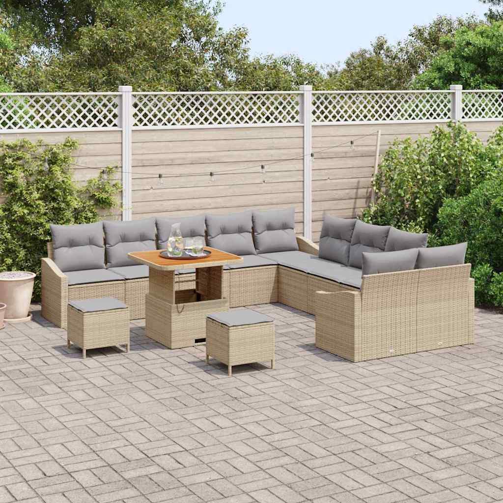 Conjunto de Sofá de Jardim 13 pcs Bege e Cinza Claro