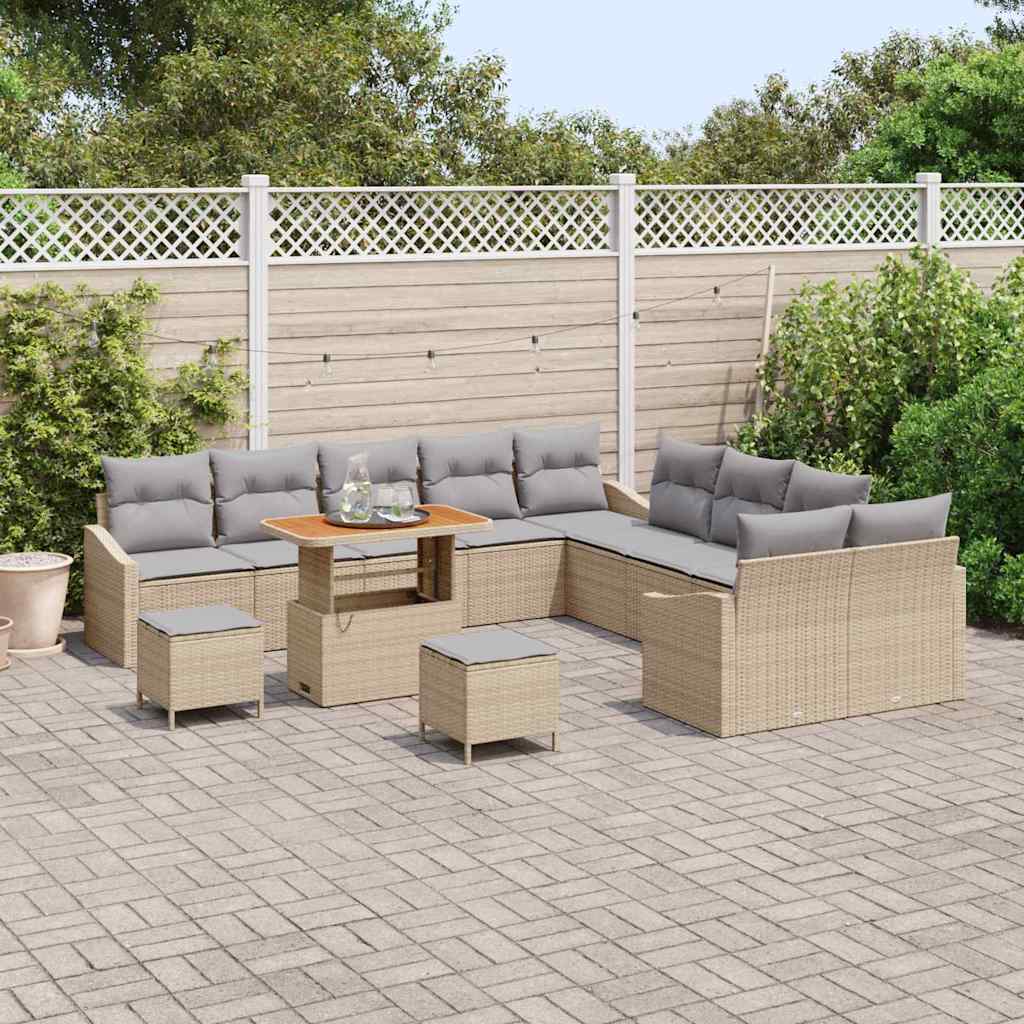 Conjunto de Sofá de Jardim 13 pcs Bege e Cinza Claro