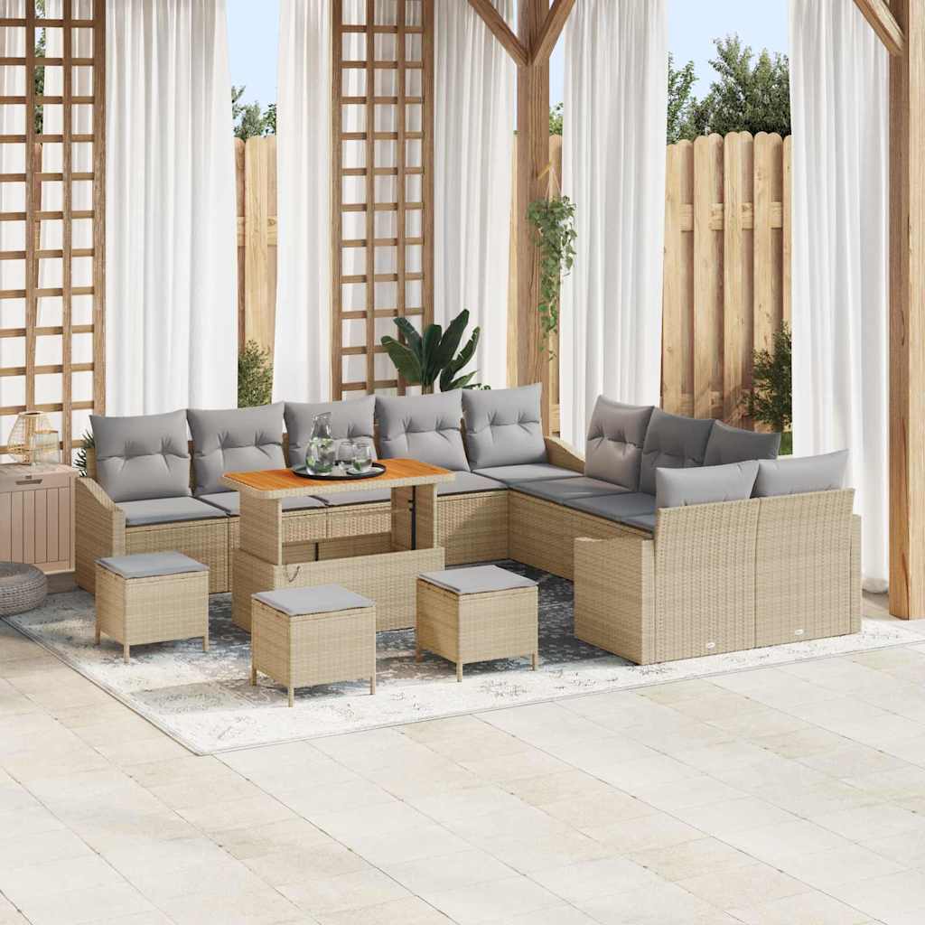 Conjunto de Sofá de Jardim 13 pcs Bege e Cinza Claro