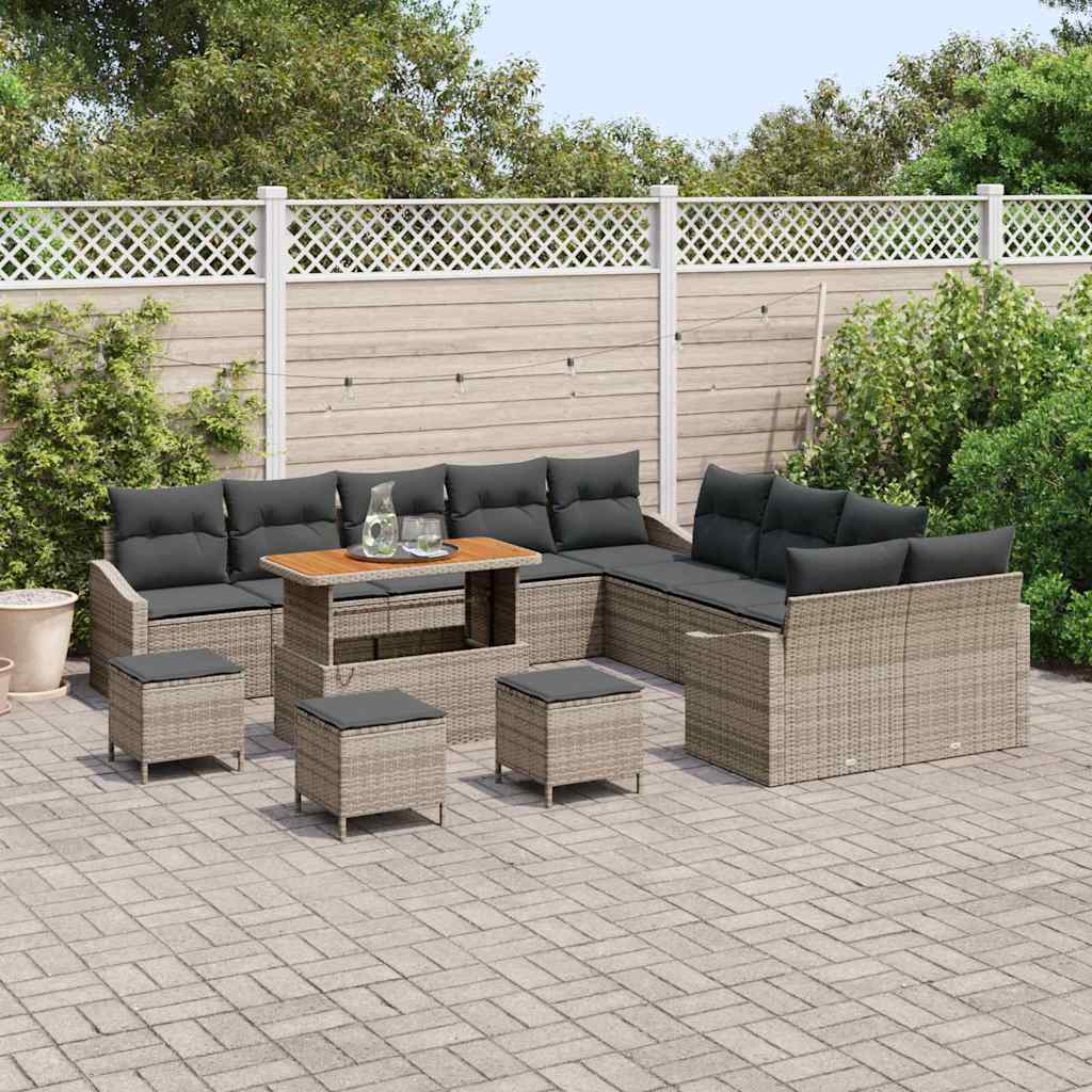 Conjunto de Sofá de Jardim 13 pcs Cinza Claro e Cinza Escuro