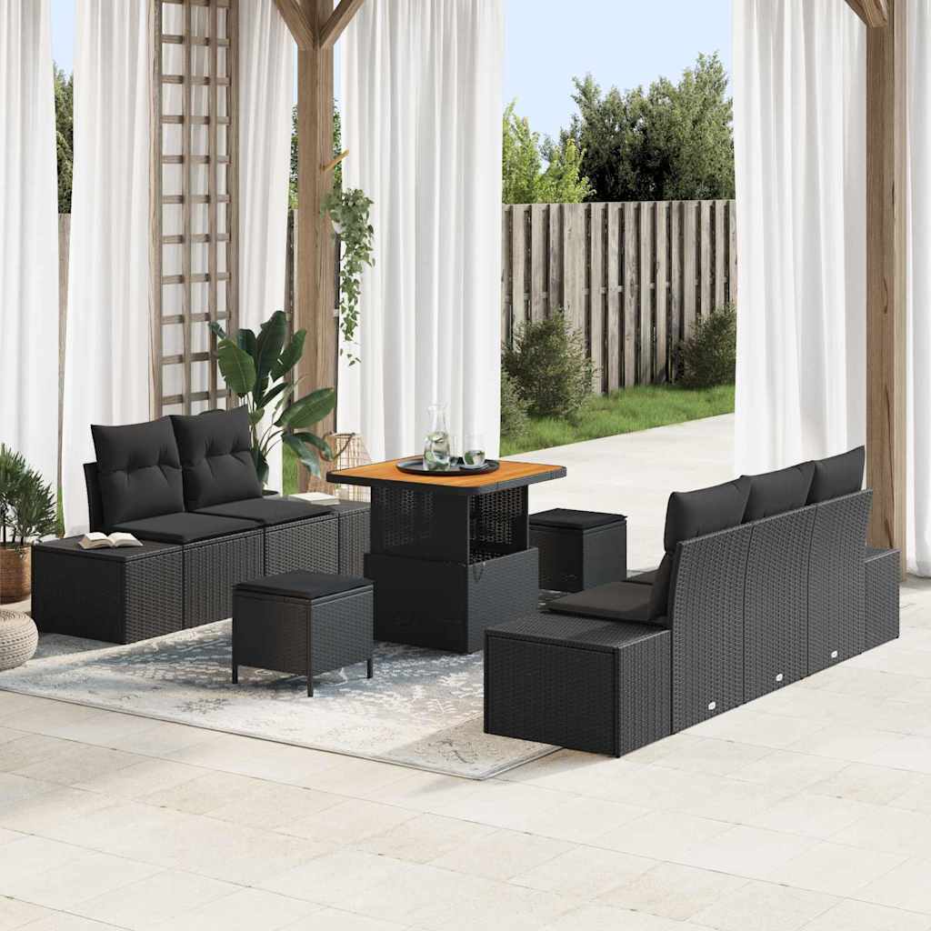 Conjunto de Sofá de Jardim 8 pcs Preto 80 x 80 x 71 cm