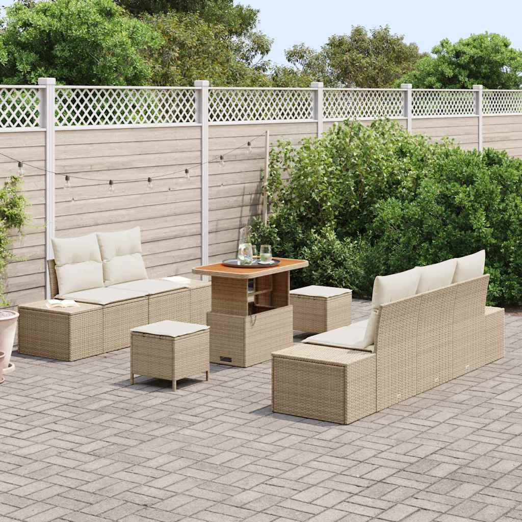 Conjunto de Sofá de Jardim 8 pcs Bege e Creme 90 x 55 x 71 cm