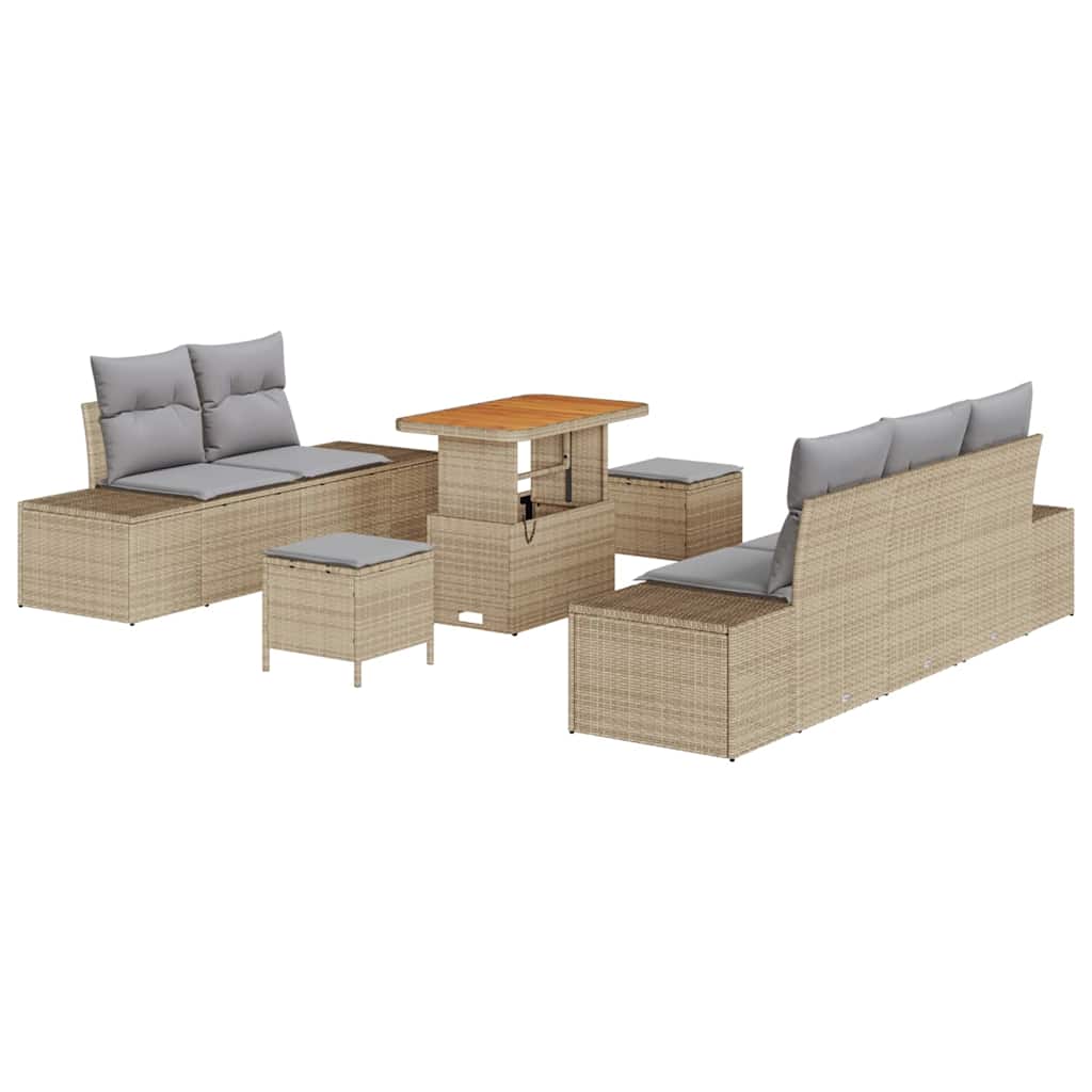 Conjunto de Sofá de Jardim 8 pcs Bege e Cinza Claro