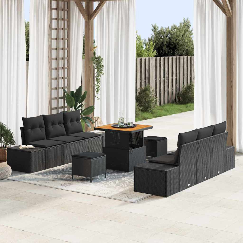 Conjunto de Sofá de Jardim 9 pcs Preto 80 x 80 x 71 cm