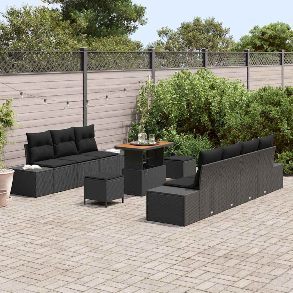 Conjunto de Sofá de Jardim 10 pcs Preto 90 x 55 x 71 cm