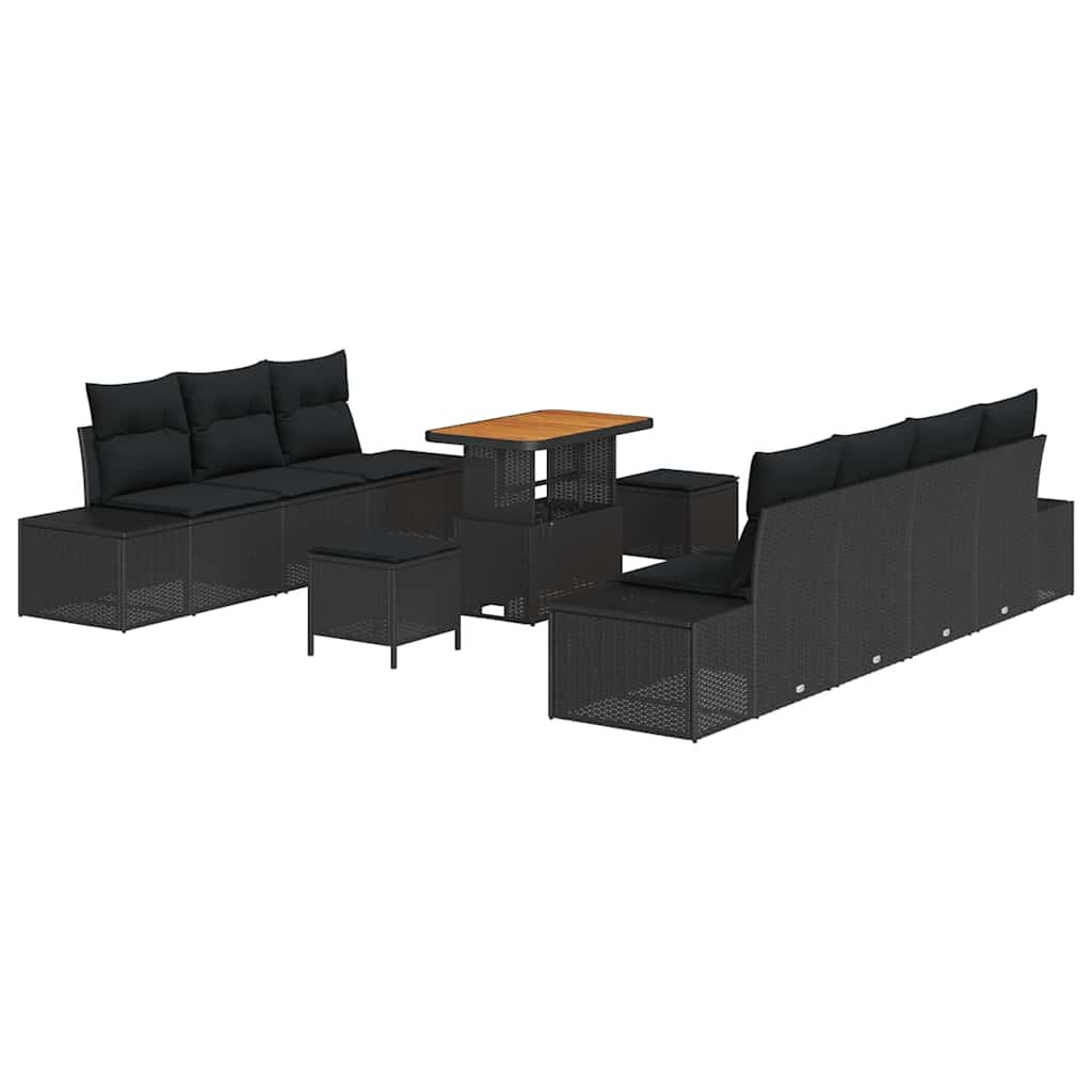Conjunto de Sofá de Jardim 10 pcs Preto 90 x 55 x 71 cm