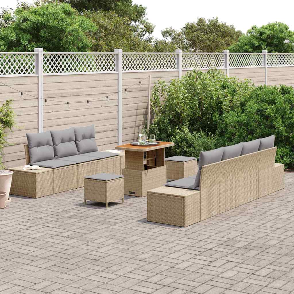 Conjunto de Sofá de Jardim 10 pcs Bege e Cinza Claro