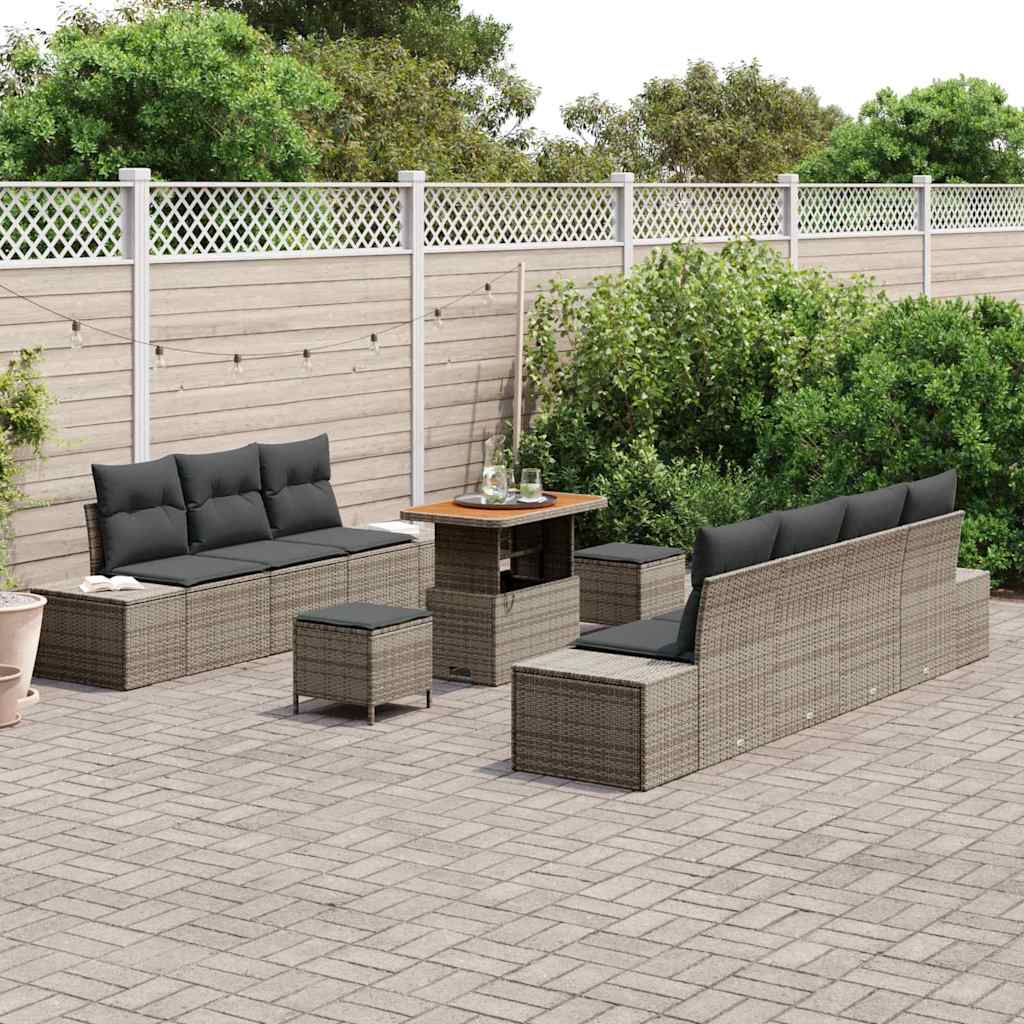 Conjunto de Sofá de Jardim 10 pcs Cinza Claro e Cinza Escuro