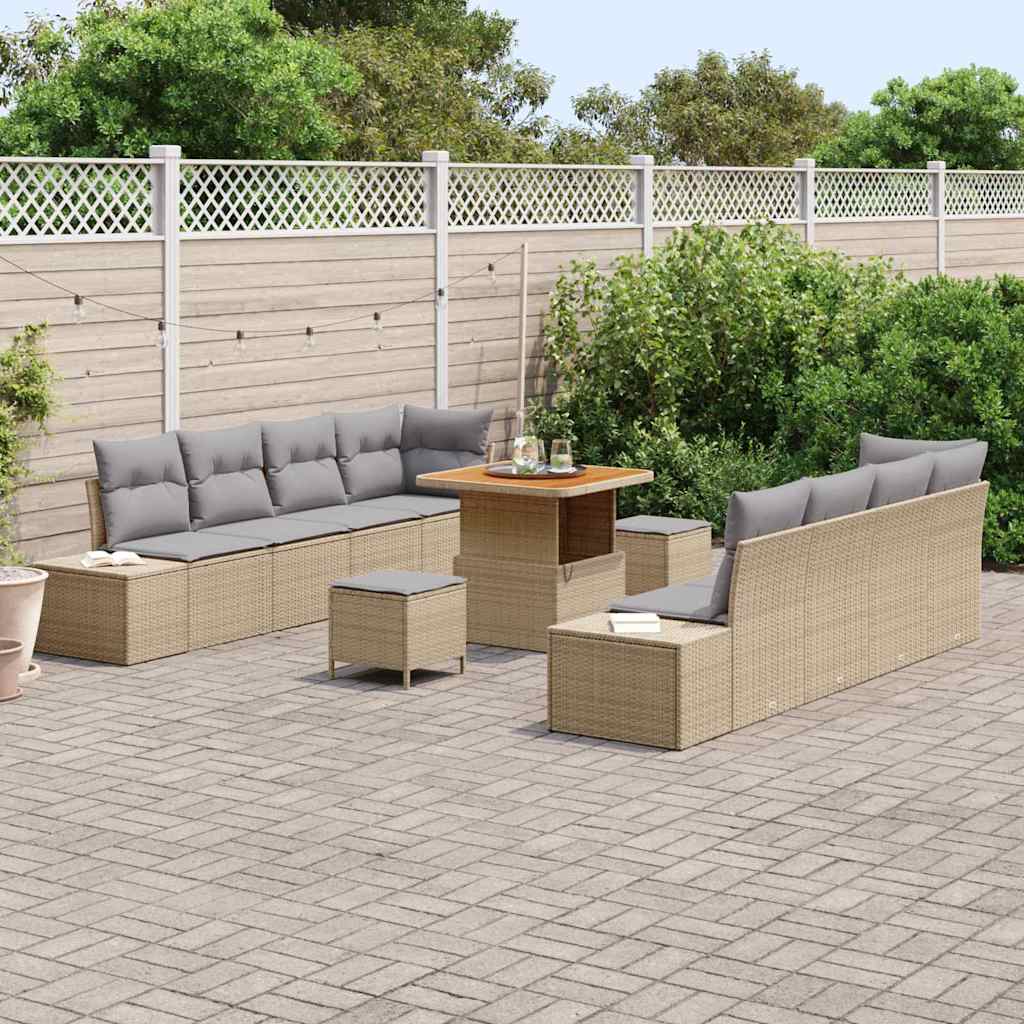 Conjunto de Sofá de Jardim 11 pcs Bege e Cinza Claro