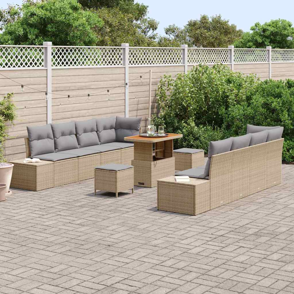Conjunto de Sofá de Jardim 11 pcs Bege e Cinza Claro